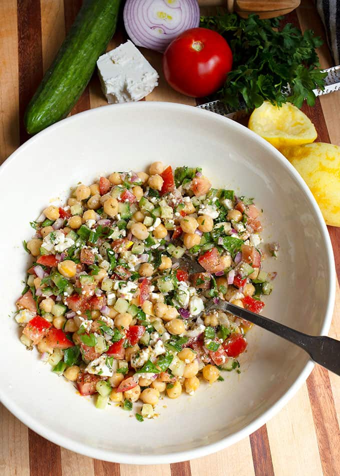 bowl of chickpea salad