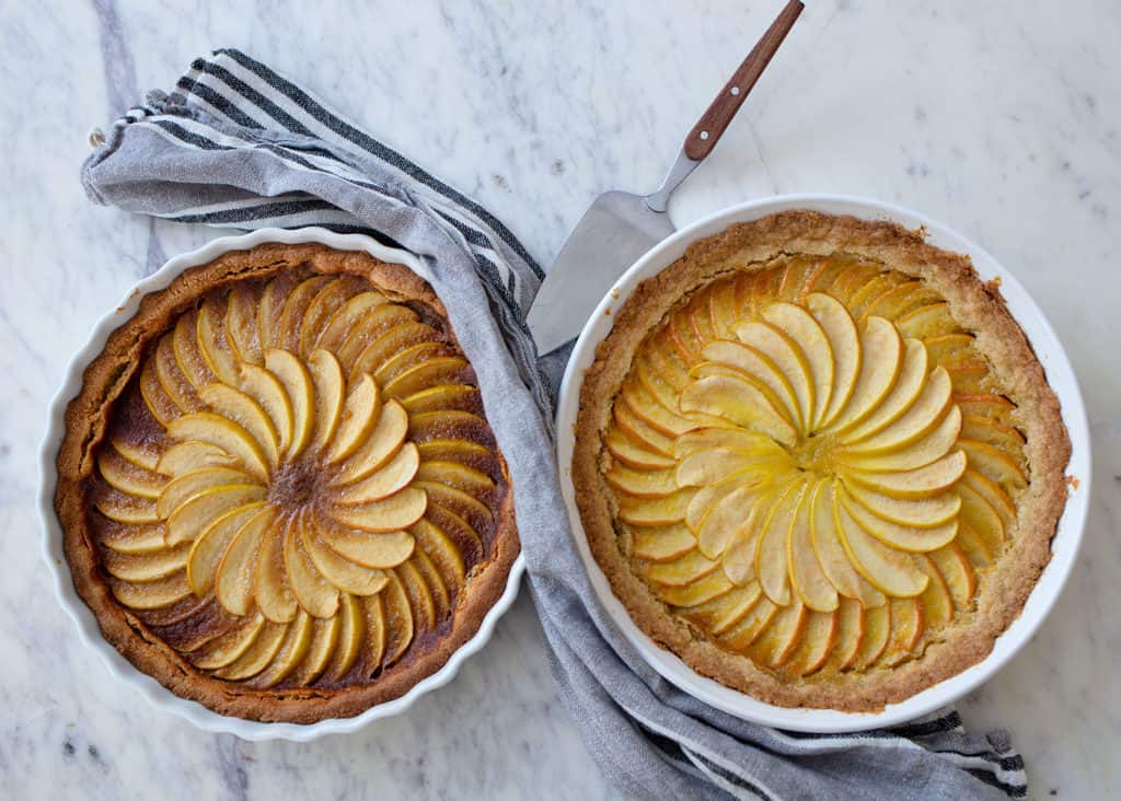 Two French Apple Pies with different custard ingredients