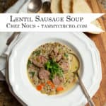 Soup plate of Lentil Sausage Soup
