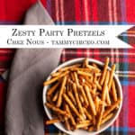 PIN for Pinterest - Zesty Party Pretzels on plaid wool