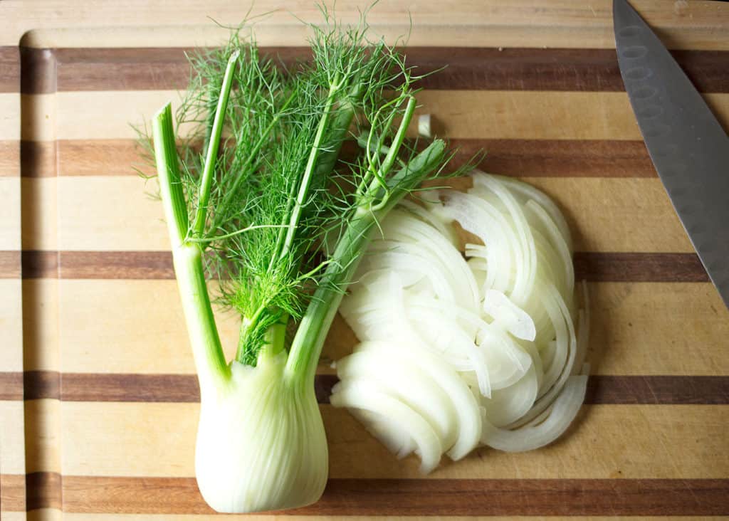 Fresh fennel on the cutting board