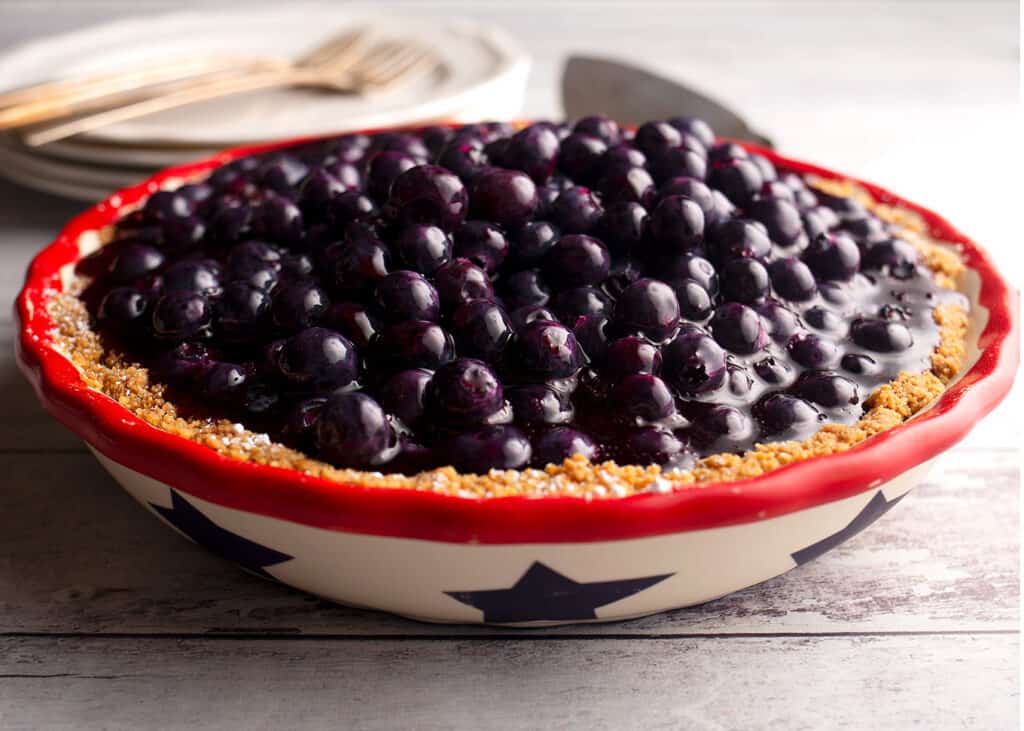 Close up of Blueberry Cream Pie
