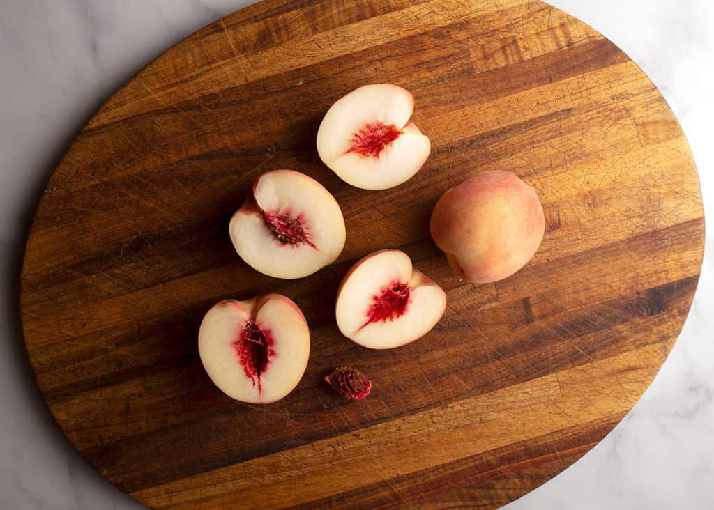 Cling free peaches cut in half