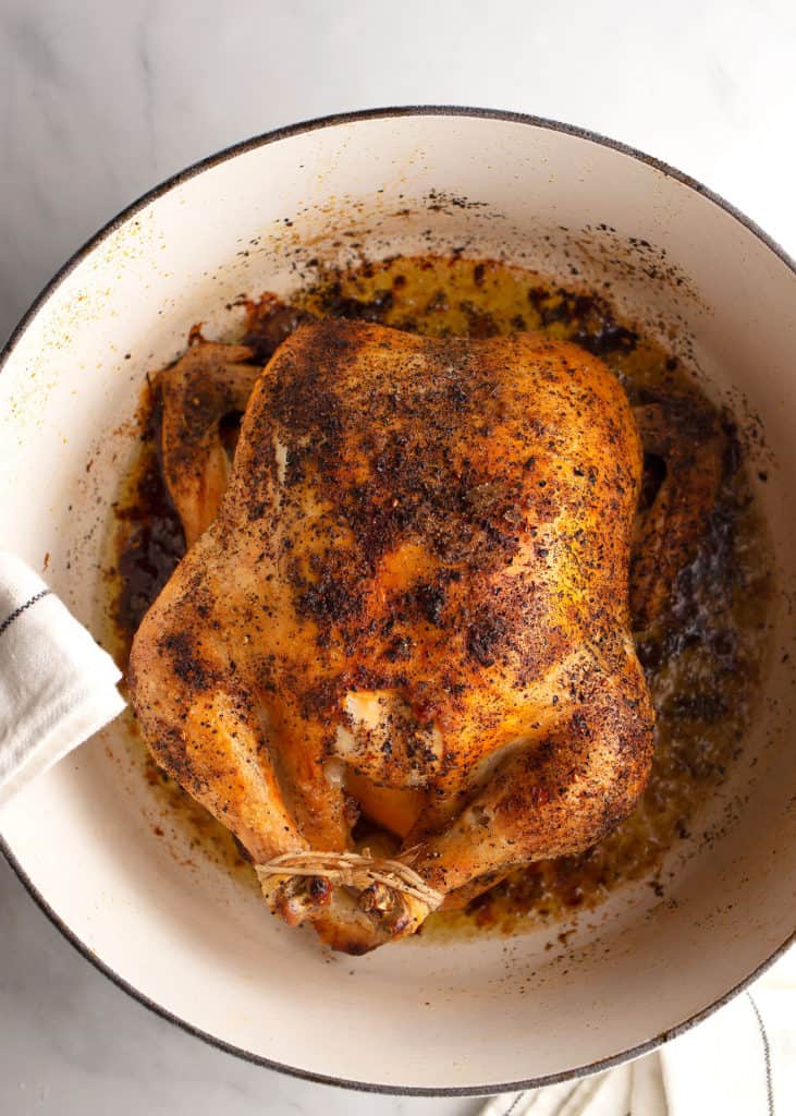 Leave-It-Alone Roast Chicken in the dutch oven