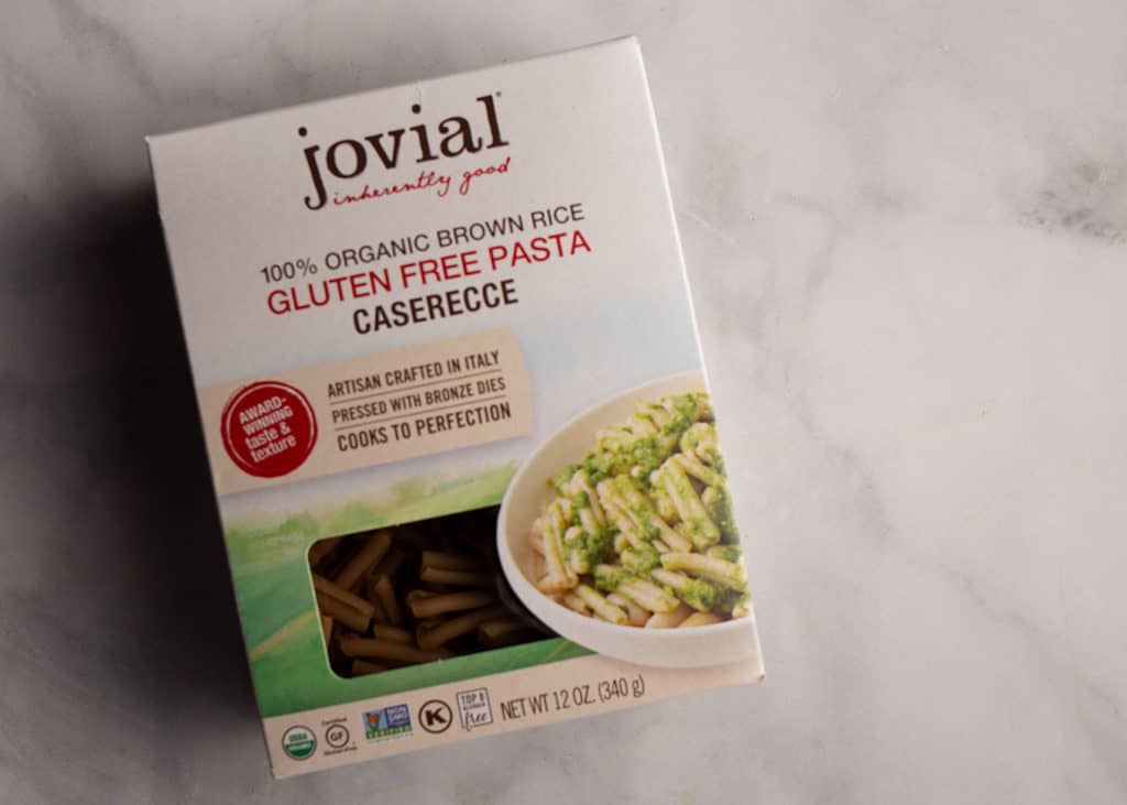 Jovial Gluten free pasta, the caserecce shape