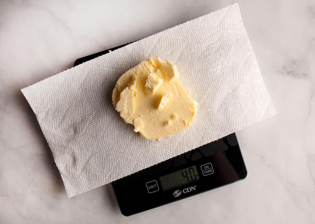 butter cut into a half cup measurement