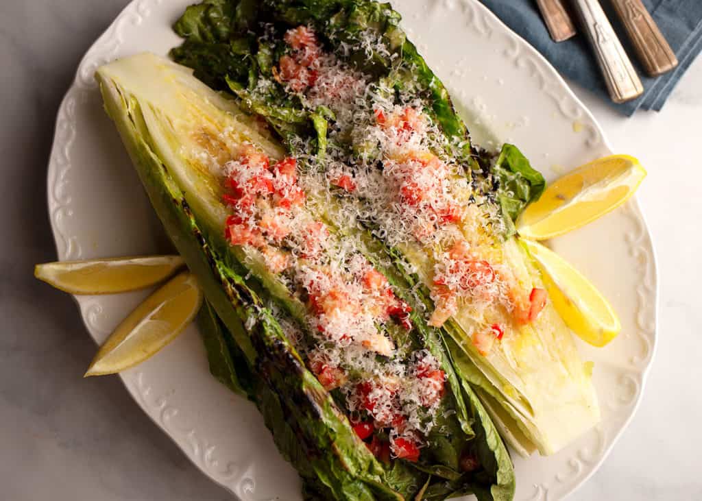 Close up of Grilled Romaine Lettuce