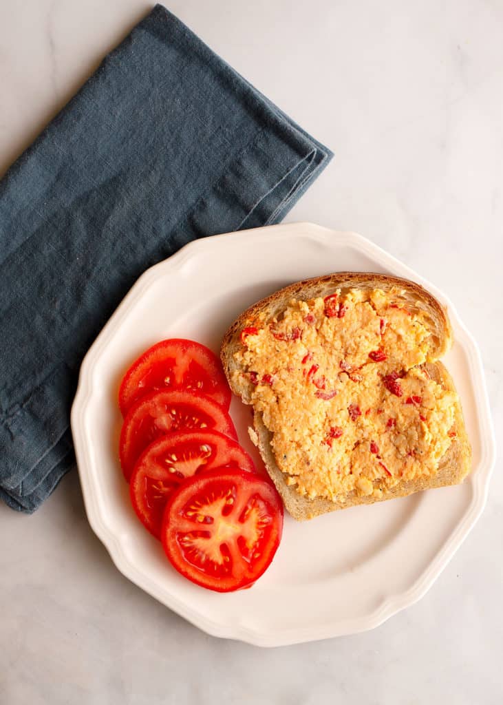 Pimento cheese sandwich with tomatoes