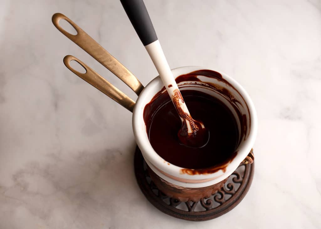 melting the chocolate in a double boiler