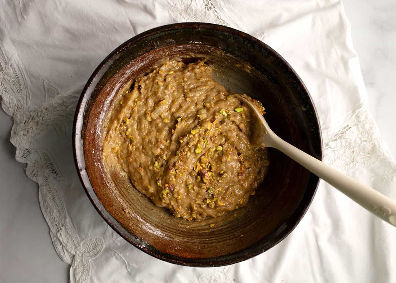 An easy mix of wet and dry in the same bowl. No mixer required.